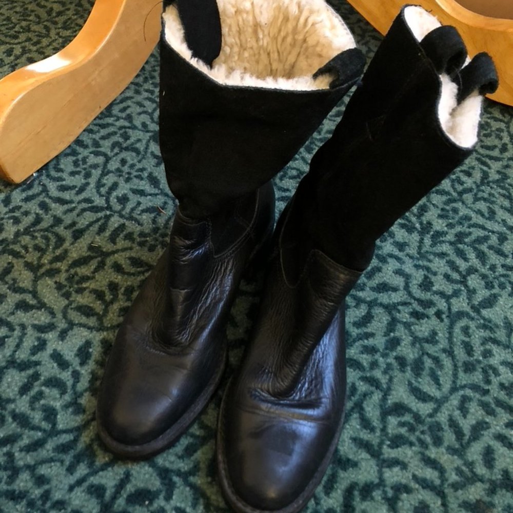 Ralph Lauren Freja Black Leather Winter Boots Sz 4.5 - Picture 2 of 12